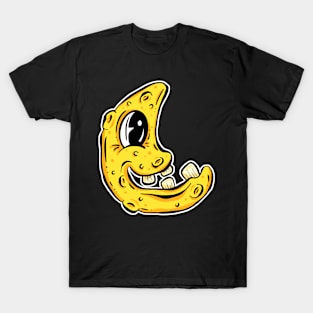 Goof Teeth Celestial Moon Lowbrow Cartoon Sticker T-Shirt